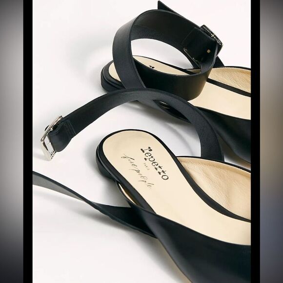 Repetto Black Ankle Strap Flats - Picture 2 of 9